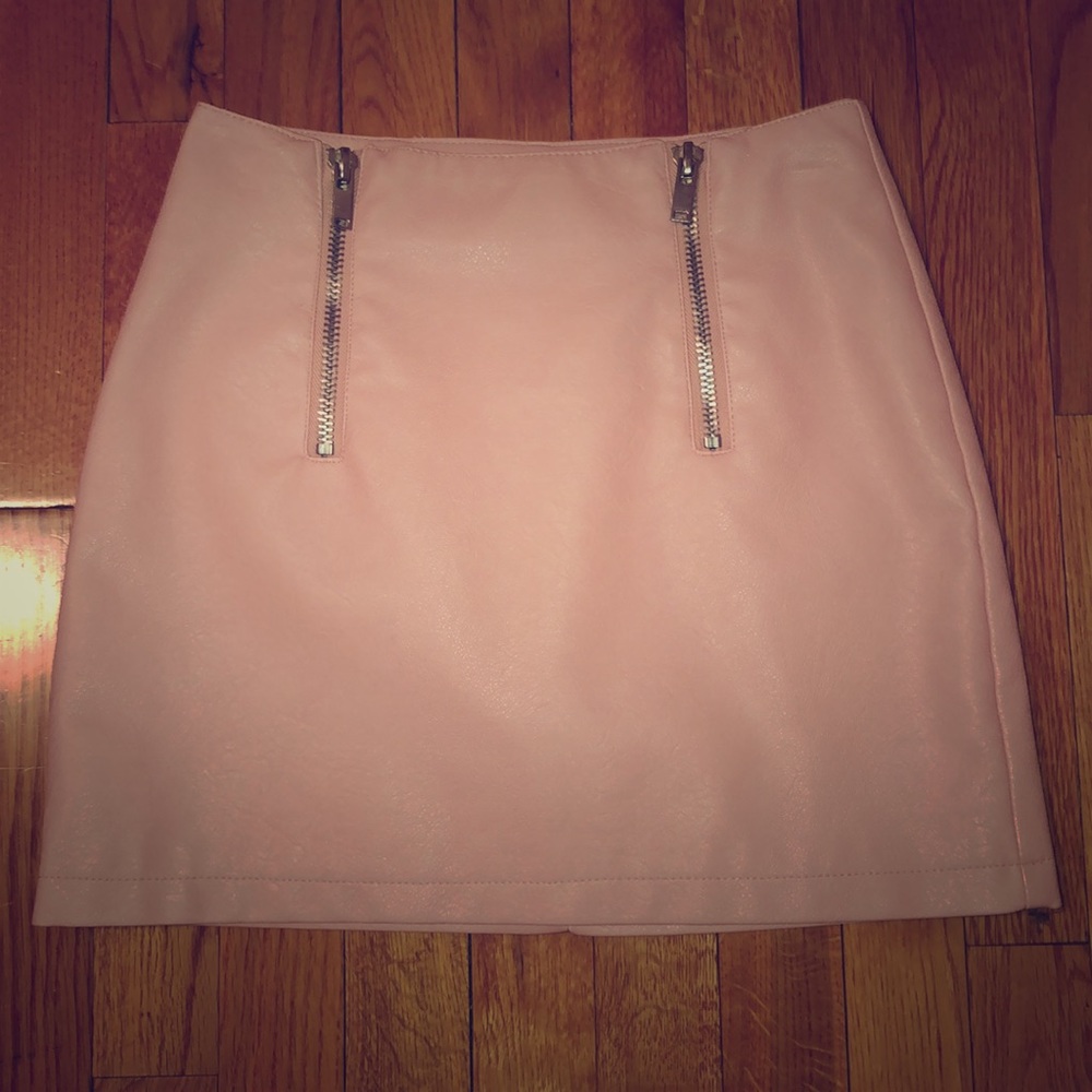 Pink leather skirt